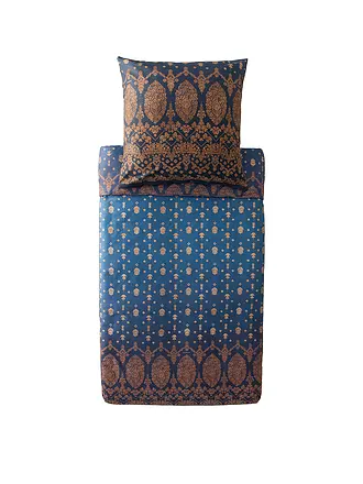 BASSETTI | Ropa de cama de satén 70x90cm / 140x200cm GOLD DECOR Burdeos | dunkelblau